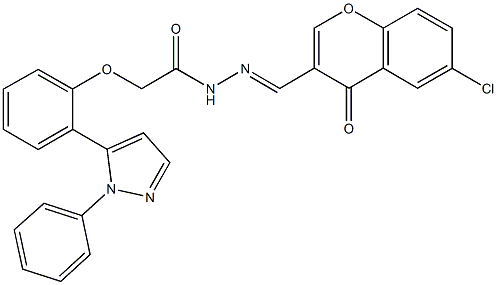 N'-[(6-chloro-4-oxo-4H-chromen-3-yl)methylene]-2-[2-(1-phenyl-1H-pyrazol-5-yl)phenoxy]acetohydrazide Structure