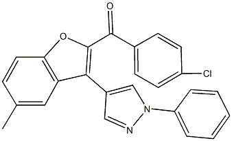 (4-chlorophenyl)[5-methyl-3-(1-phenyl-1H-pyrazol-4-yl)-1-benzofuran-2-yl]methanone Structure