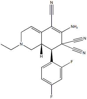 6-amino-8-(2,4-difluorophenyl)-2-ethyl-2,3,8,8a-tetrahydro-5,7,7(1H)-isoquinolinetricarbonitrile Structure