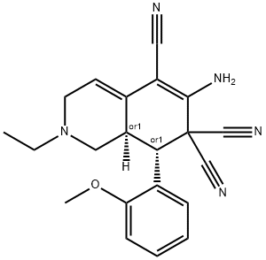 6-amino-2-ethyl-8-(2-methoxyphenyl)-2,3,8,8a-tetrahydro-5,7,7(1H)-isoquinolinetricarbonitrile Structure