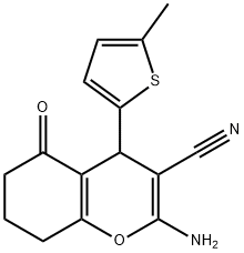 2-amino-4-(5-methyl-2-thienyl)-5-oxo-5,6,7,8-tetrahydro-4H-chromene-3-carbonitrile Structure