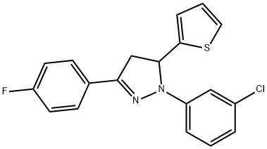 1-(3-chlorophenyl)-3-(4-fluorophenyl)-5-(2-thienyl)-4,5-dihydro-1H-pyrazole 구조식 이미지