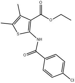 ethyl 2-[(4-chlorobenzoyl)amino]-4,5-dimethyl-3-thiophenecarboxylate Structure