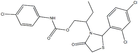 2-[2-(2,4-dichlorophenyl)-4-oxo-1,3-thiazolidin-3-yl]butyl 4-chlorophenylcarbamate 구조식 이미지