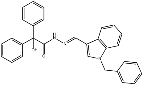 N'-[(1-benzyl-1H-indol-3-yl)methylene]-2-hydroxy-2,2-diphenylacetohydrazide 구조식 이미지