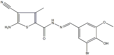 5-amino-N'-(3-bromo-4-hydroxy-5-methoxybenzylidene)-4-cyano-3-methyl-2-thiophenecarbohydrazide Structure