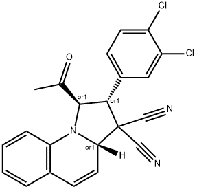 1-acetyl-2-(3,4-dichlorophenyl)-1,2-dihydropyrrolo[1,2-a]quinoline-3,3(3aH)-dicarbonitrile 구조식 이미지