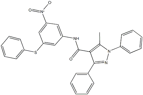 N-[3-nitro-5-(phenylsulfanyl)phenyl]-5-methyl-1,3-diphenyl-1H-pyrazole-4-carboxamide 구조식 이미지