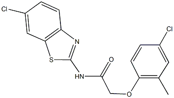 N-(6-chloro-1,3-benzothiazol-2-yl)-2-(4-chloro-2-methylphenoxy)acetamide 구조식 이미지