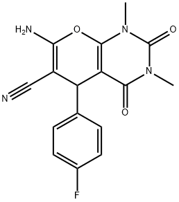 7-amino-5-(4-fluorophenyl)-1,3-dimethyl-2,4-dioxo-1,3,4,5-tetrahydro-2H-pyrano[2,3-d]pyrimidine-6-carbonitrile 구조식 이미지