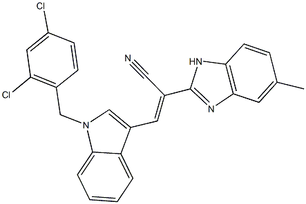 3-[1-(2,4-dichlorobenzyl)-1H-indol-3-yl]-2-(5-methyl-1H-benzimidazol-2-yl)acrylonitrile Structure