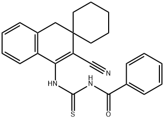 N-benzoyl-N'-(2-cyano-3,4-dihydrospiro[naphthalene-3,1'-cyclohexane]-1-yl)thiourea 구조식 이미지