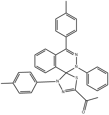 1-[4,4'-bis(4-methylphenyl)-2-phenyl-1,2,4',5'-tetrahydrospiro(phthalazine-1,5'-[1,3,4]-thiadiazole)-2'-yl]ethanone Structure