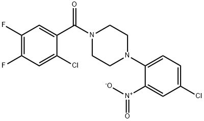1-(2-chloro-4,5-difluorobenzoyl)-4-{4-chloro-2-nitrophenyl}piperazine Structure