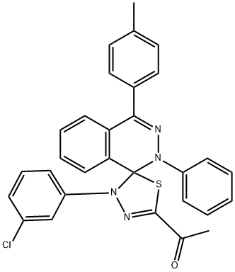 1-[4'-(3-chlorophenyl)-4-(4-methylphenyl)-2-phenyl-1,2,4',5'-tetrahydrospiro(phthalazine-1,5'-[1,3,4]-thiadiazole)-2'-yl]ethanone Structure
