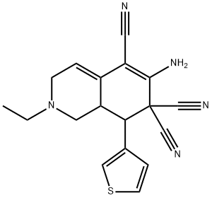 6-amino-2-ethyl-8-(3-thienyl)-2,3,8,8a-tetrahydro-5,7,7(1H)-isoquinolinetricarbonitrile 구조식 이미지