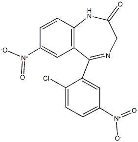 5-{2-chloro-5-nitrophenyl}-7-nitro-1,3-dihydro-2H-1,4-benzodiazepin-2-one 구조식 이미지