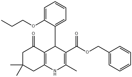 phenylmethyl 2,7,7-trimethyl-5-oxo-4-[2-(propyloxy)phenyl]-1,4,5,6,7,8-hexahydroquinoline-3-carboxylate 구조식 이미지