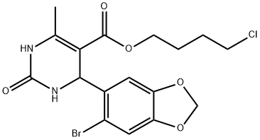 4-chlorobutyl 4-(6-bromo-1,3-benzodioxol-5-yl)-6-methyl-2-oxo-1,2,3,4-tetrahydro-5-pyrimidinecarboxylate 구조식 이미지