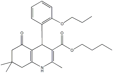 butyl 2,7,7-trimethyl-5-oxo-4-(2-propoxyphenyl)-1,4,5,6,7,8-hexahydro-3-quinolinecarboxylate Structure