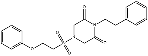 4-[(2-phenoxyethyl)sulfonyl]-1-(2-phenylethyl)-2,6-piperazinedione Structure