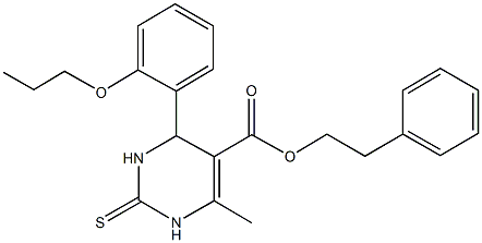 2-phenylethyl 6-methyl-4-(2-propoxyphenyl)-2-thioxo-1,2,3,4-tetrahydro-5-pyrimidinecarboxylate 구조식 이미지