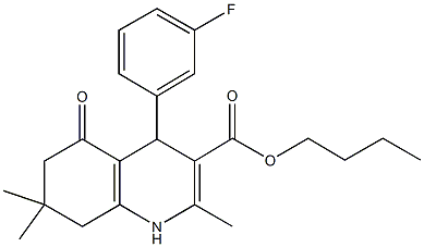 butyl 4-(3-fluorophenyl)-2,7,7-trimethyl-5-oxo-1,4,5,6,7,8-hexahydroquinoline-3-carboxylate 구조식 이미지