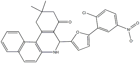 5-(5-{2-chloro-5-nitrophenyl}-2-furyl)-2,2-dimethyl-2,3,5,6-tetrahydrobenzo[a]phenanthridin-4(1H)-one Structure