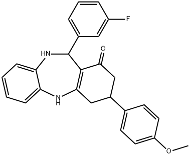 11-(3-fluorophenyl)-3-(4-methoxyphenyl)-2,3,4,5,10,11-hexahydro-1H-dibenzo[b,e][1,4]diazepin-1-one Structure