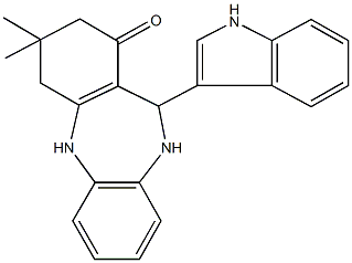 11-(1H-indol-3-yl)-3,3-dimethyl-2,3,4,5,10,11-hexahydro-1H-dibenzo[b,e][1,4]diazepin-1-one Structure