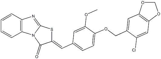 2-{4-[(6-chloro-1,3-benzodioxol-5-yl)methoxy]-3-methoxybenzylidene}[1,3]thiazolo[3,2-a]benzimidazol-3(2H)-one Structure