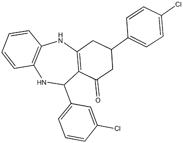 11-(3-chlorophenyl)-3-(4-chlorophenyl)-2,3,4,5,10,11-hexahydro-1H-dibenzo[b,e][1,4]diazepin-1-one Structure