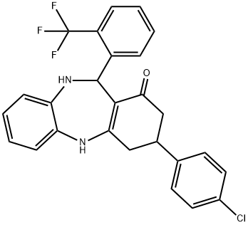 3-(4-chlorophenyl)-11-[2-(trifluoromethyl)phenyl]-2,3,4,5,10,11-hexahydro-1H-dibenzo[b,e][1,4]diazepin-1-one Structure