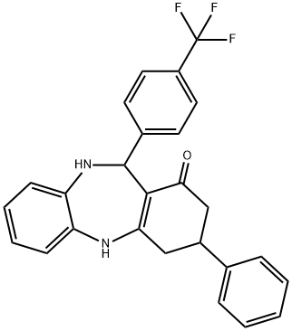 3-phenyl-11-[4-(trifluoromethyl)phenyl]-2,3,4,5,10,11-hexahydro-1H-dibenzo[b,e][1,4]diazepin-1-one 구조식 이미지