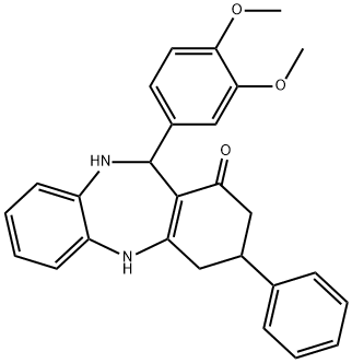 11-(3,4-dimethoxyphenyl)-3-phenyl-2,3,4,5,10,11-hexahydro-1H-dibenzo[b,e][1,4]diazepin-1-one 구조식 이미지