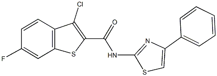 3-chloro-6-fluoro-N-(4-phenyl-1,3-thiazol-2-yl)-1-benzothiophene-2-carboxamide Structure