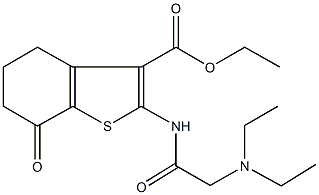 ethyl 2-{[(diethylamino)acetyl]amino}-7-oxo-4,5,6,7-tetrahydro-1-benzothiophene-3-carboxylate 구조식 이미지