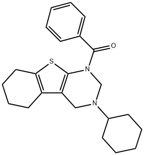 1-benzoyl-3-cyclohexyl-1,2,3,4,5,6,7,8-octahydro[1]benzothieno[2,3-d]pyrimidine Structure