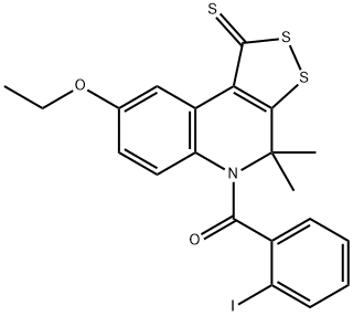8-ethoxy-5-(2-iodobenzoyl)-4,4-dimethyl-4,5-dihydro-1H-[1,2]dithiolo[3,4-c]quinoline-1-thione Structure