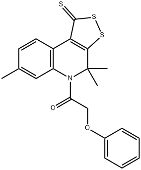 4,4,7-trimethyl-5-(phenoxyacetyl)-4,5-dihydro-1H-[1,2]dithiolo[3,4-c]quinoline-1-thione Structure