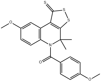 8-methoxy-5-(4-methoxybenzoyl)-4,4-dimethyl-4,5-dihydro-1H-[1,2]dithiolo[3,4-c]quinoline-1-thione 구조식 이미지