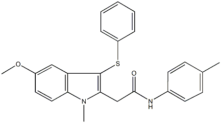 2-[5-methoxy-1-methyl-3-(phenylsulfanyl)-1H-indol-2-yl]-N-(4-methylphenyl)acetamide 구조식 이미지