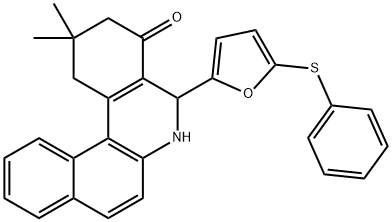 2,2-dimethyl-5-[5-(phenylsulfanyl)-2-furyl]-2,3,5,6-tetrahydrobenzo[a]phenanthridin-4(1H)-one 구조식 이미지