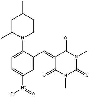 5-{2-(2,4-dimethyl-1-piperidinyl)-5-nitrobenzylidene}-1,3-dimethyl-2,4,6(1H,3H,5H)-pyrimidinetrione 구조식 이미지