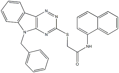 2-[(5-benzyl-5H-[1,2,4]triazino[5,6-b]indol-3-yl)sulfanyl]-N-(1-naphthyl)acetamide 구조식 이미지