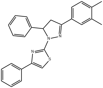 2-[3-(3,4-dimethylphenyl)-5-phenyl-4,5-dihydro-1H-pyrazol-1-yl]-4-phenyl-1,3-thiazole 구조식 이미지