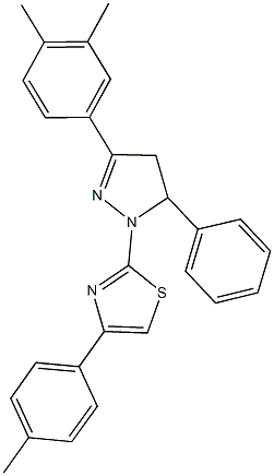 2-[3-(3,4-dimethylphenyl)-5-phenyl-4,5-dihydro-1H-pyrazol-1-yl]-4-(4-methylphenyl)-1,3-thiazole Structure