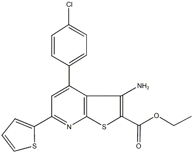 ethyl 3-amino-4-(4-chlorophenyl)-6-(2-thienyl)thieno[2,3-b]pyridine-2-carboxylate Structure