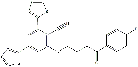 2-{[4-(4-fluorophenyl)-4-oxobutyl]sulfanyl}-4,6-di(2-thienyl)nicotinonitrile Structure