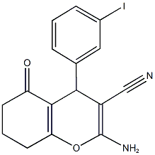 2-amino-4-(3-iodophenyl)-5-oxo-5,6,7,8-tetrahydro-4H-chromene-3-carbonitrile Structure